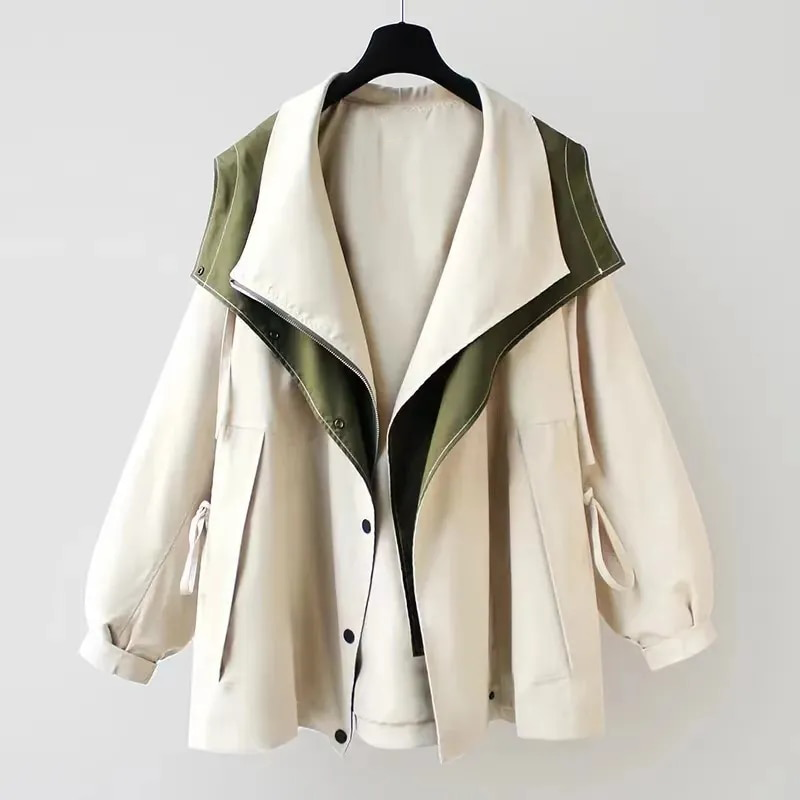 Two-Tone Short Hooded Jacket