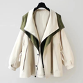Two-Tone Short Hooded Jacket