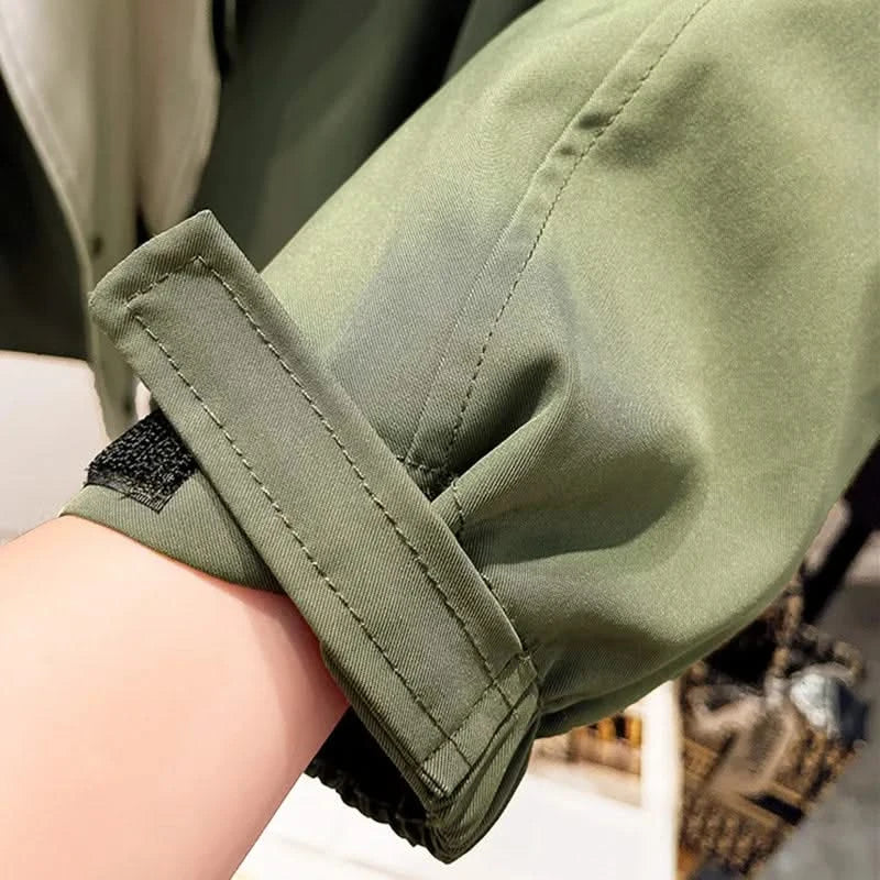 Two-Tone Short Hooded Jacket