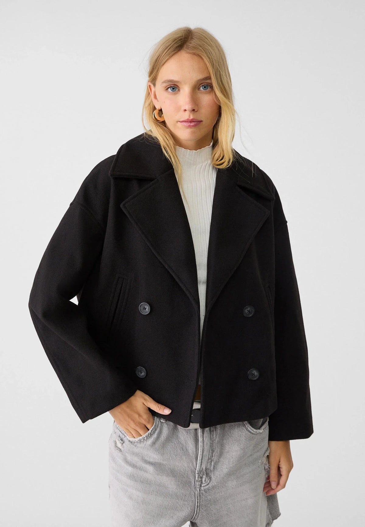 Short Double-Breasted Jacket with Straight Fit for Autumn and Winter 1