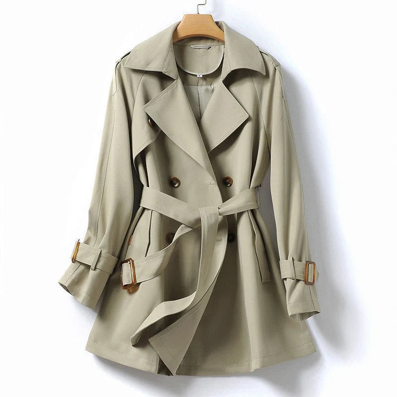 Short Trench Coat for Women with Lace Waist and Tailored Fit 1