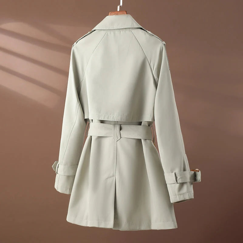 Short Trench Coat for Women with Lace Waist and Tailored Fit 2