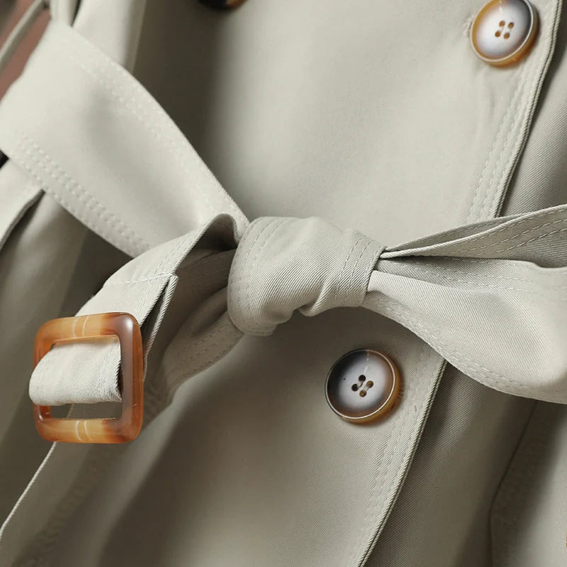 Short Trench Coat for Women with Lace Waist and Tailored Fit 3