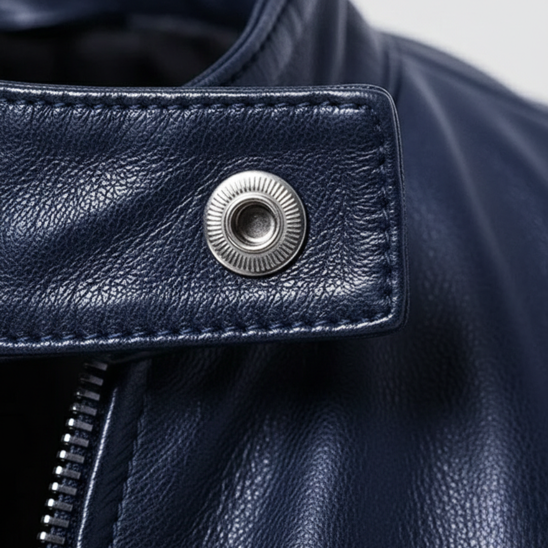 Slim Fit Faux Leather Biker Jacket for Men featuring zip pockets, stylish design, and a modern silhouette. 3