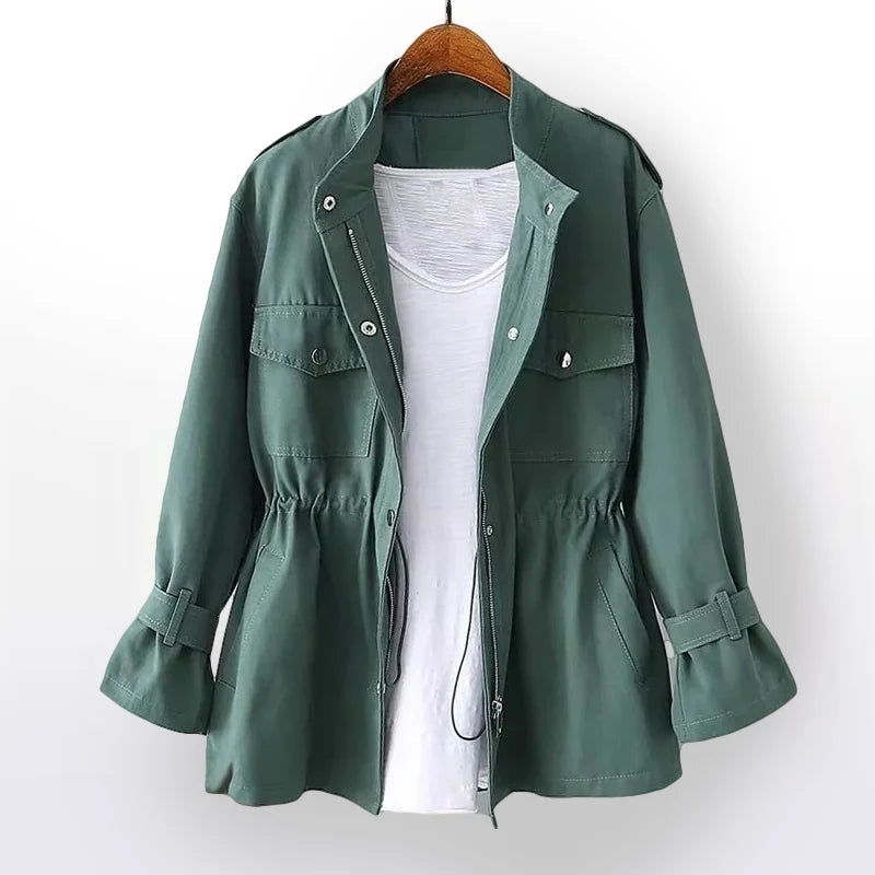 Slim Fit Mid-Length Trench Coat for Women with Front Zipper Closure 5
