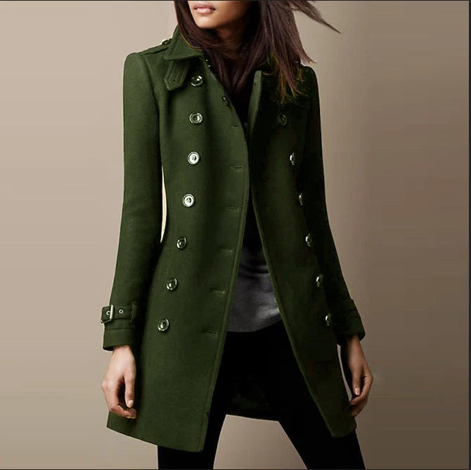 Tailored Cotton Trench Coat with Double Button Closure 0