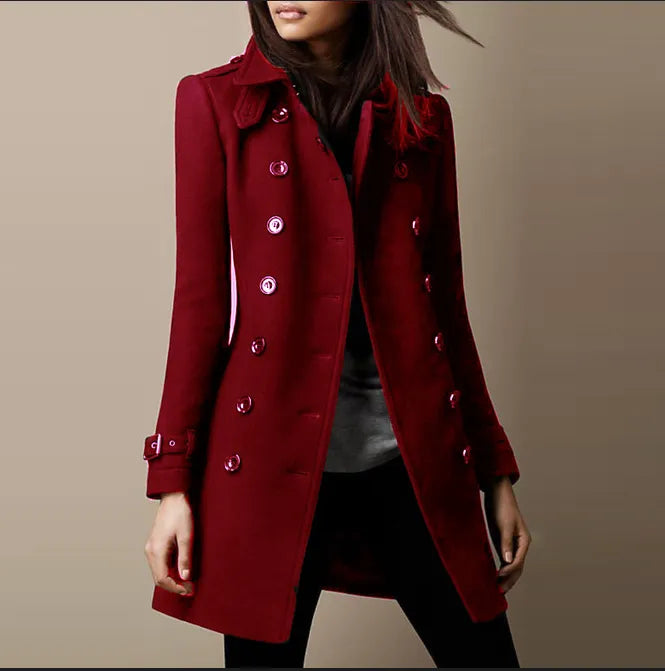 Tailored Cotton Trench Coat with Double Button Closure 1