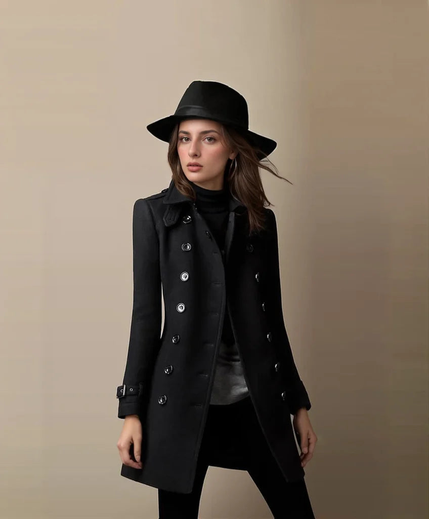 Tailored Cotton Trench Coat with Double Button Closure 2
