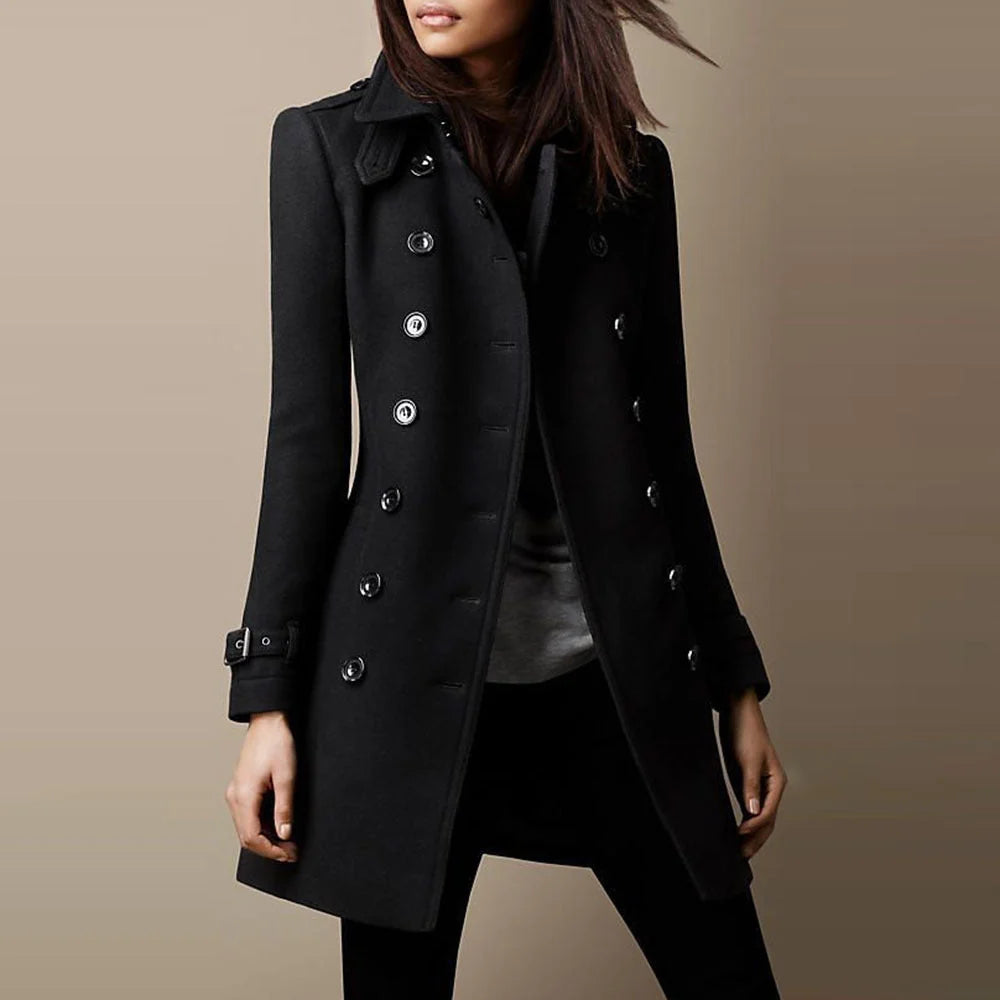 Tailored Cotton Trench Coat with Double Button Closure 3