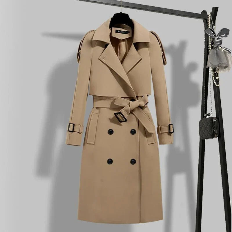 Tailored Double-Breasted Trench Coat with Waist Belt 0