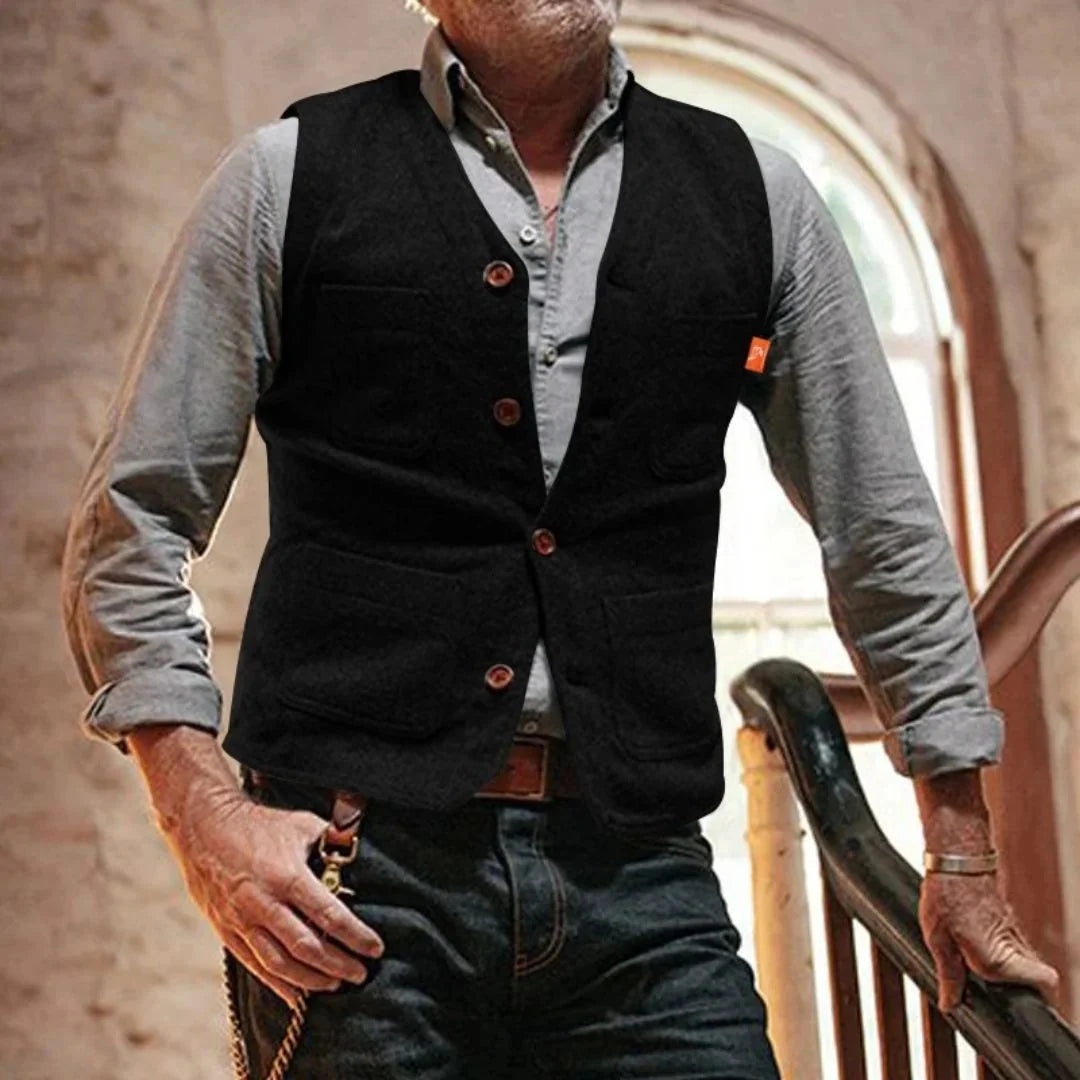 Tailored Traditional Men's Waistcoat with Multiple Pockets 1