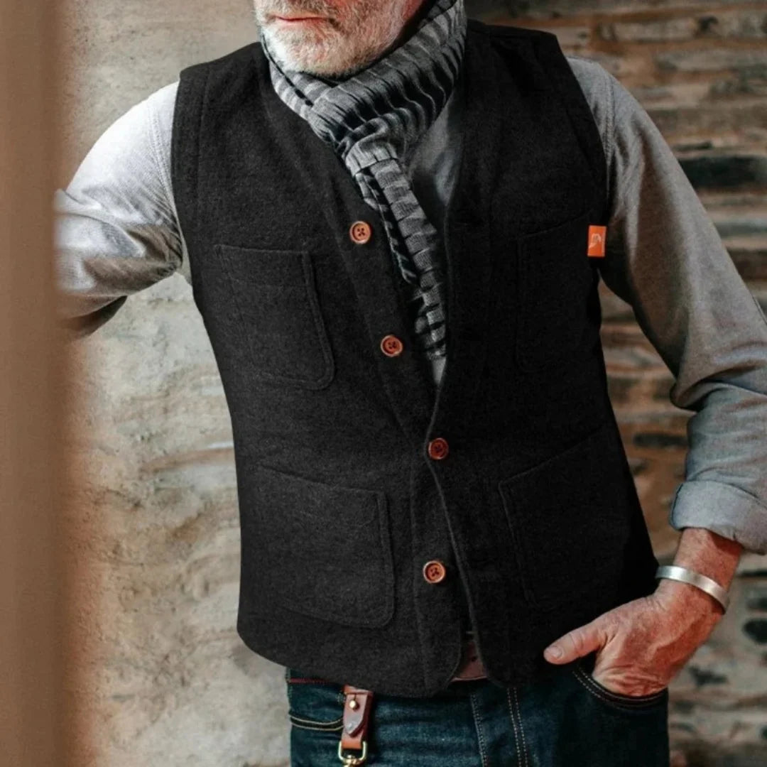 Tailored Traditional Men's Waistcoat with Multiple Pockets 5