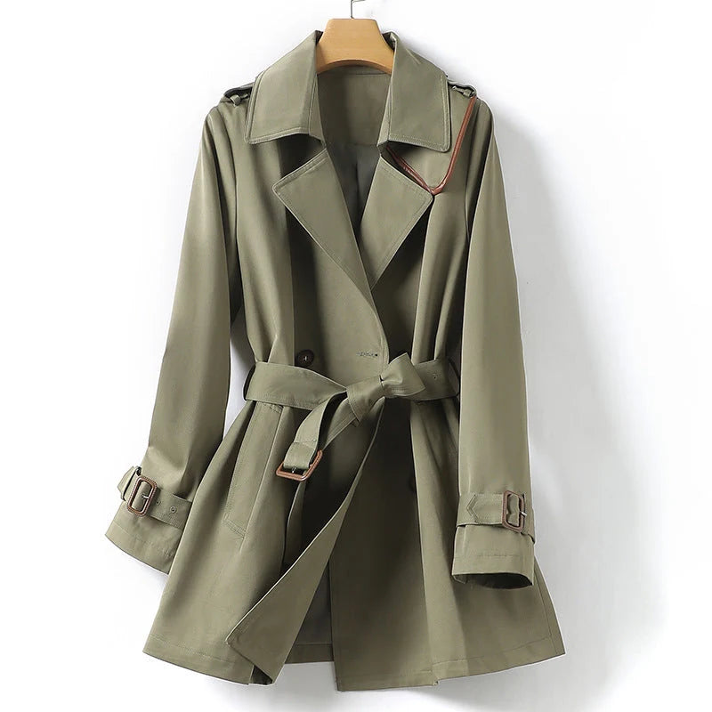 Tailored Trench Coat with Lapel Collar and Adjustable Belt 0