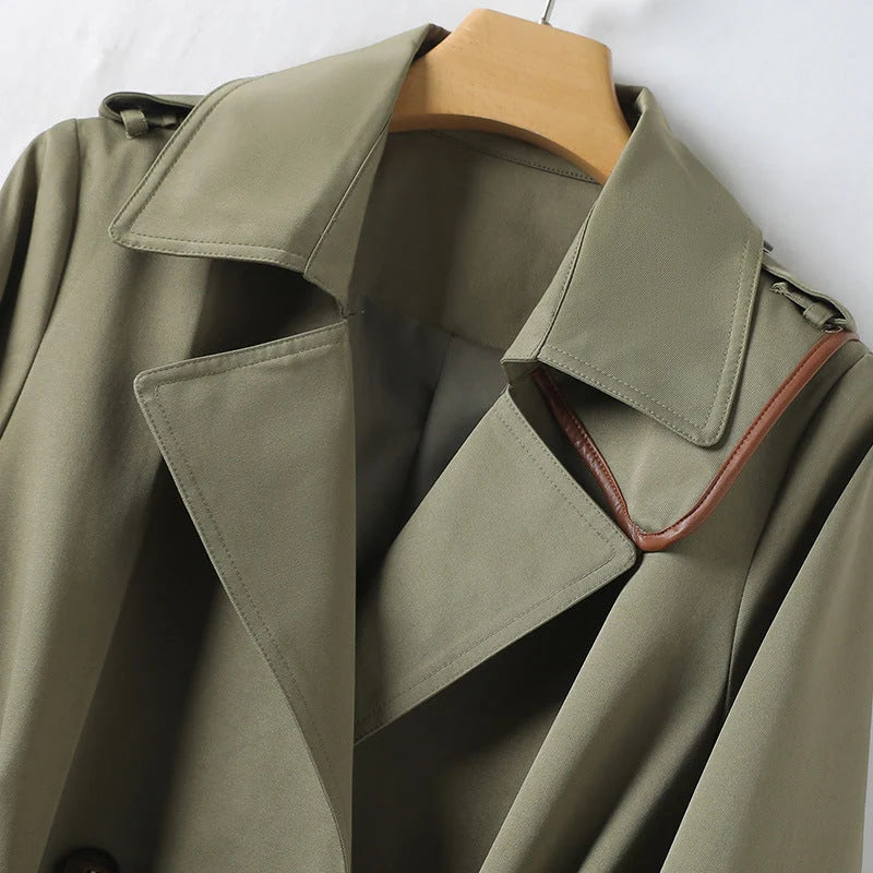 Tailored Trench Coat with Lapel Collar and Adjustable Belt 1