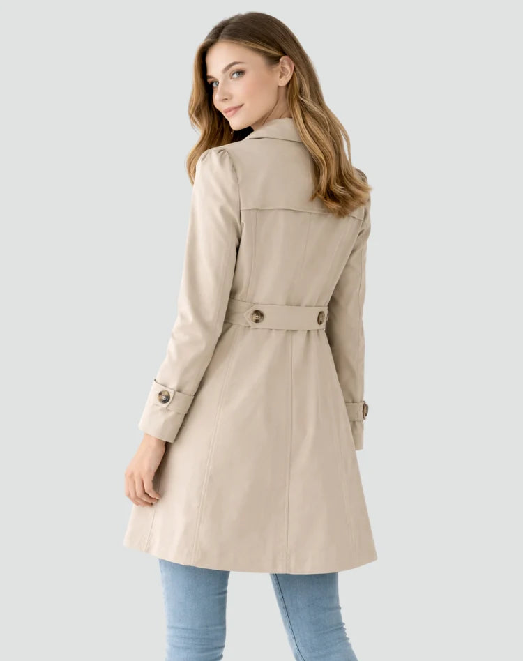 Tailored Women's Classic Trench Coat with Lapel Collar 2