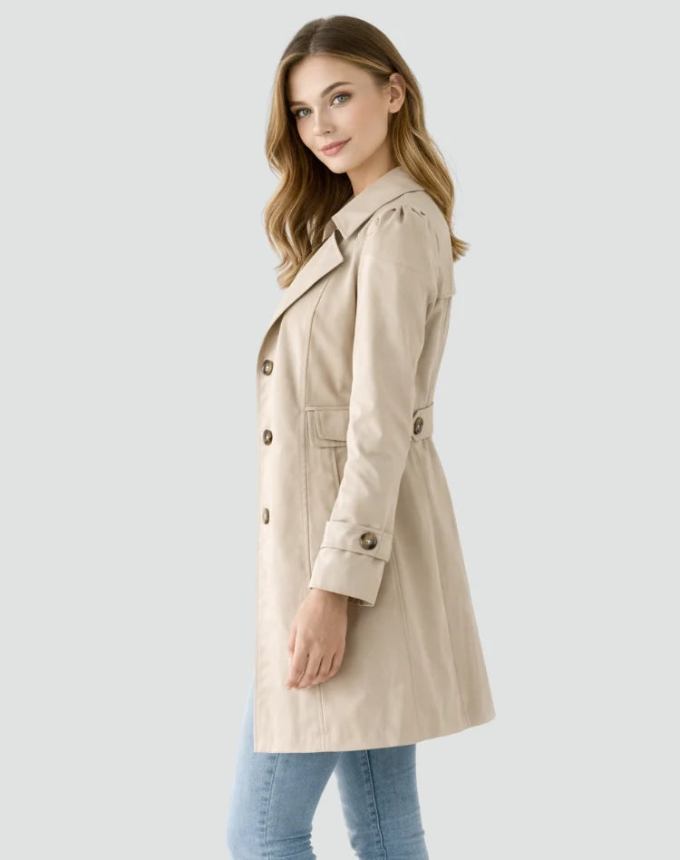 Tailored Women's Classic Trench Coat with Lapel Collar 3