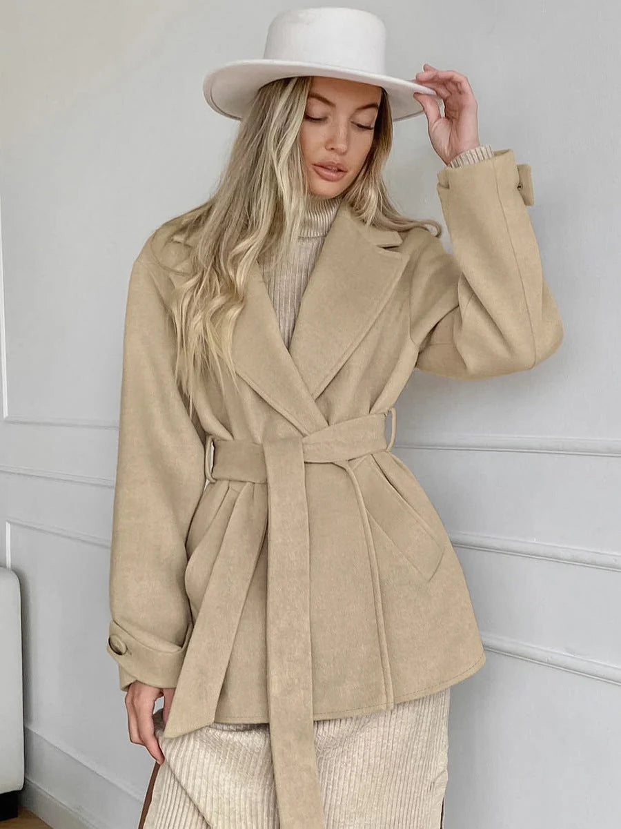 Trench Coat with Adjustable Drawstring and Hood for Seasonal Wear 1