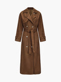 Vegan Suede Maxi Trench Coat with Tailored Belt 0