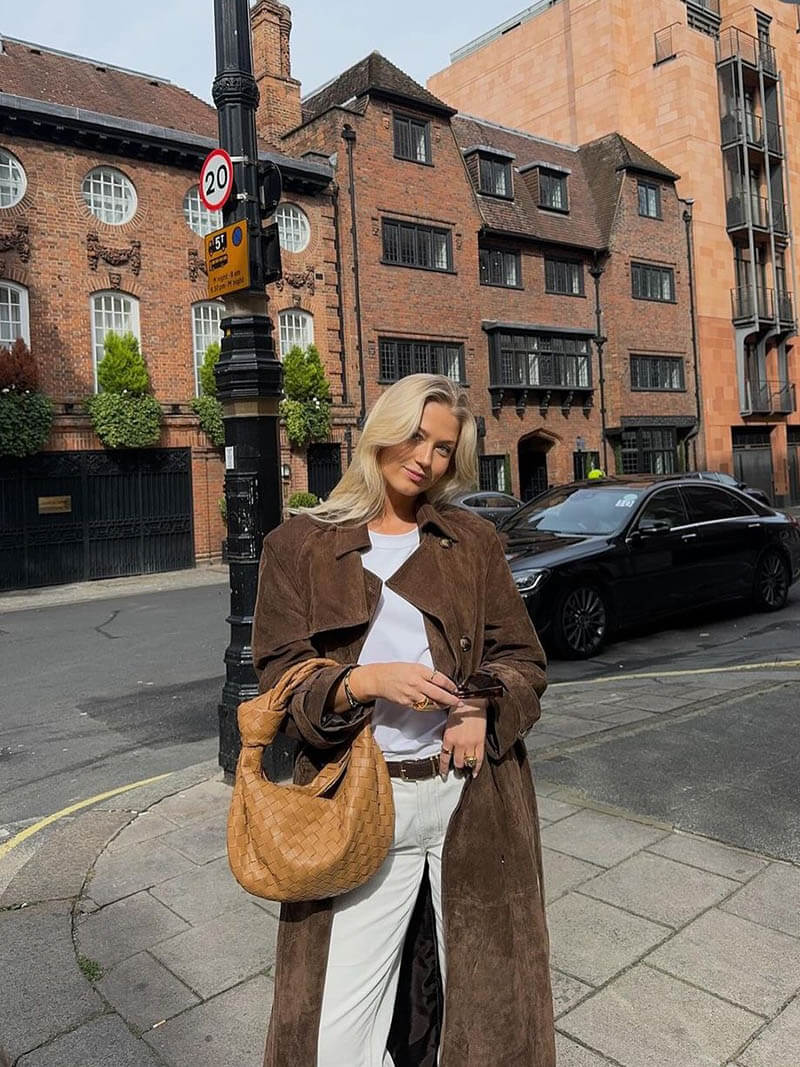 Vegan Suede Maxi Trench Coat with Tailored Belt 4