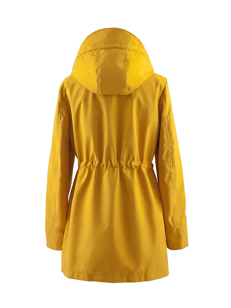 Windproof Hooded Trench Coat with Adjustable Waistband 2