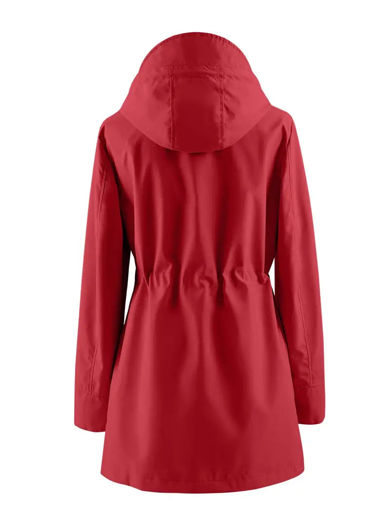 Windproof Hooded Trench Coat with Adjustable Waistband 5