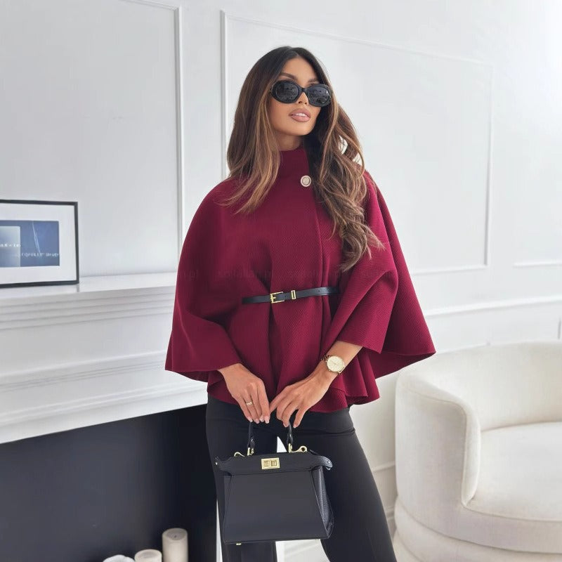 Women’s Belted Cape Jacket with Tailored Fit 0