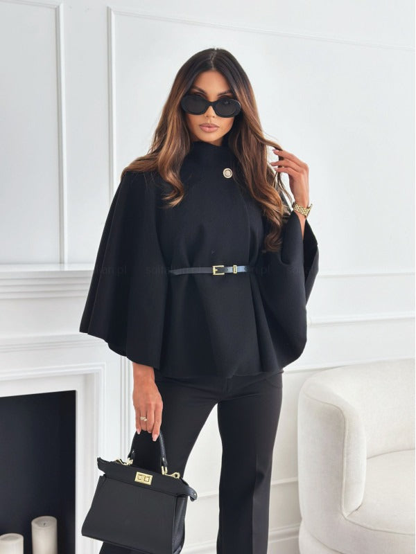 Women’s Belted Cape Jacket with Tailored Fit 1
