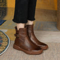 Women's Black Leather Ankle Boots with Adjustable Buckle 0