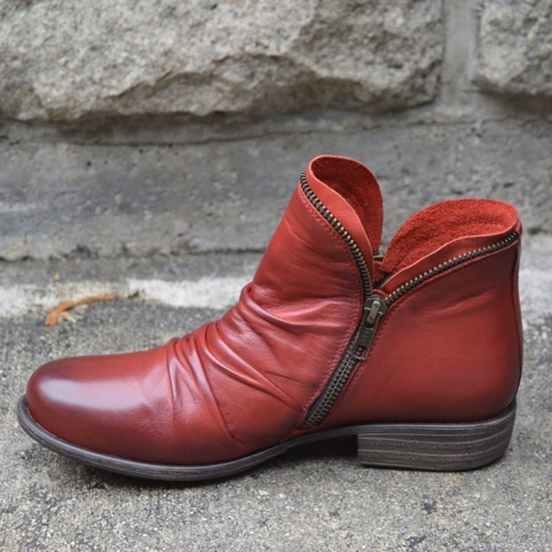 Women's Black Leather Ankle Boots with Cushioned Comfort 2