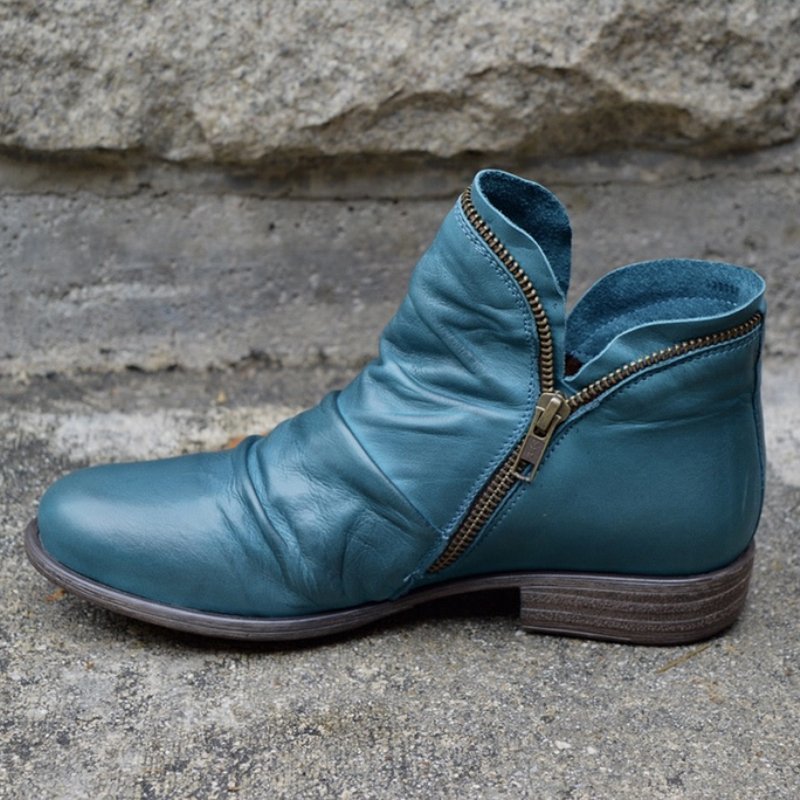 Women's Black Leather Ankle Boots with Cushioned Comfort 4