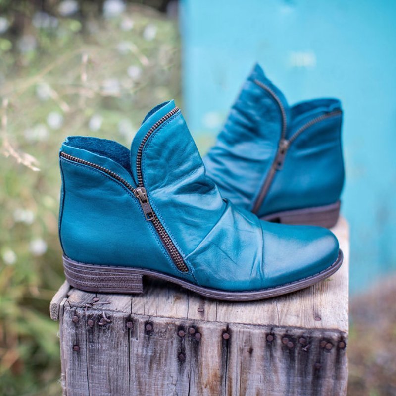 Women's Black Leather Ankle Boots with Cushioned Comfort 6