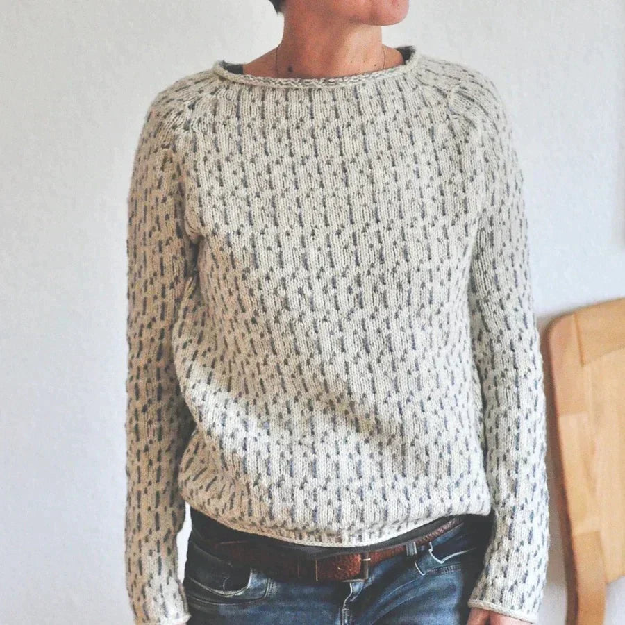 Women’s Casual Knit Sweater with Boat Neck and Relaxed Fit 1