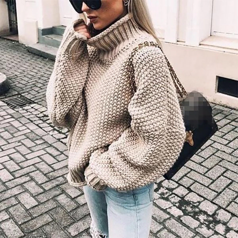 Women’s Chunky Knit Turtleneck Sweater with Relaxed Fit 1