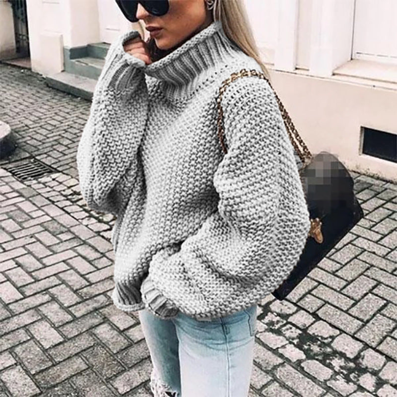 Women’s Chunky Knit Turtleneck Sweater with Relaxed Fit 3