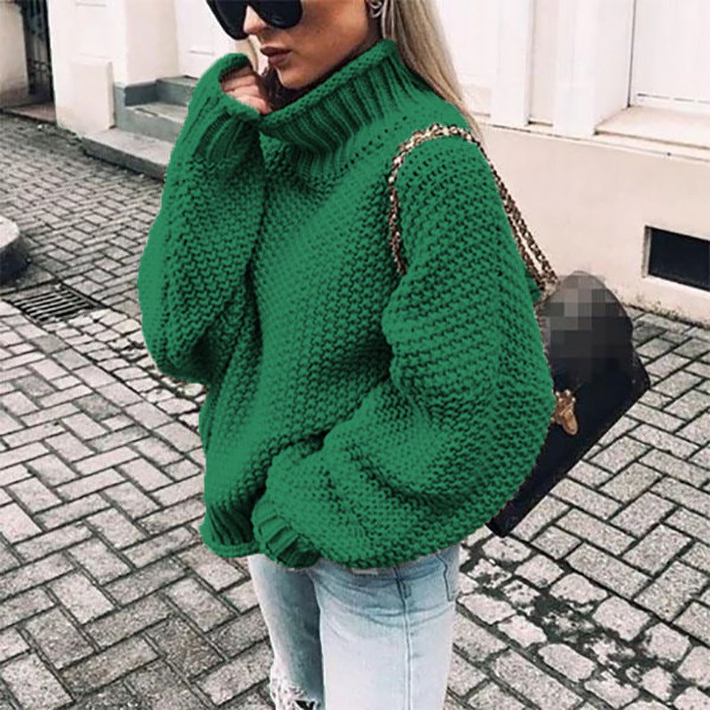 Women’s Chunky Knit Turtleneck Sweater with Relaxed Fit 4
