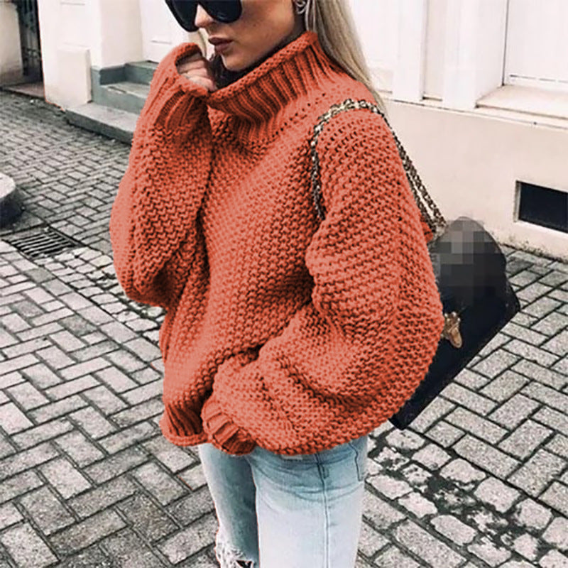 Women’s Chunky Knit Turtleneck Sweater with Relaxed Fit 5