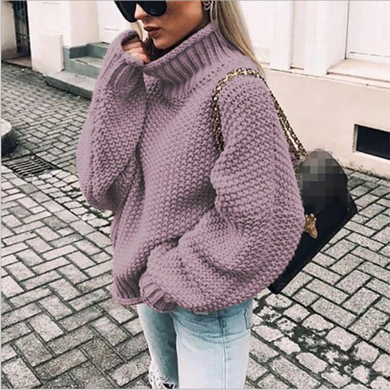 Women’s Chunky Knit Turtleneck Sweater with Relaxed Fit 6