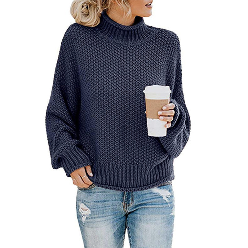 Women’s Chunky Knit Turtleneck Sweater with Relaxed Fit 8