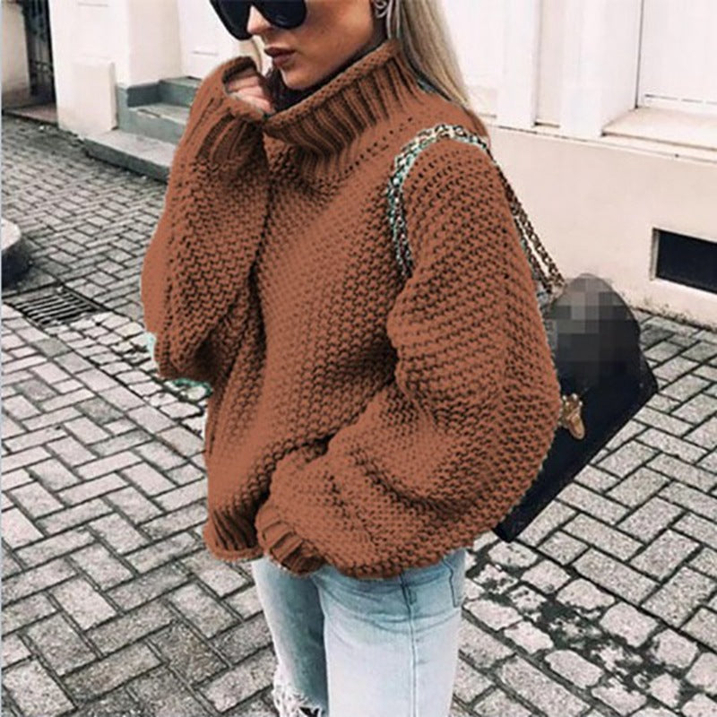 Women’s Chunky Knit Turtleneck Sweater with Relaxed Fit 9