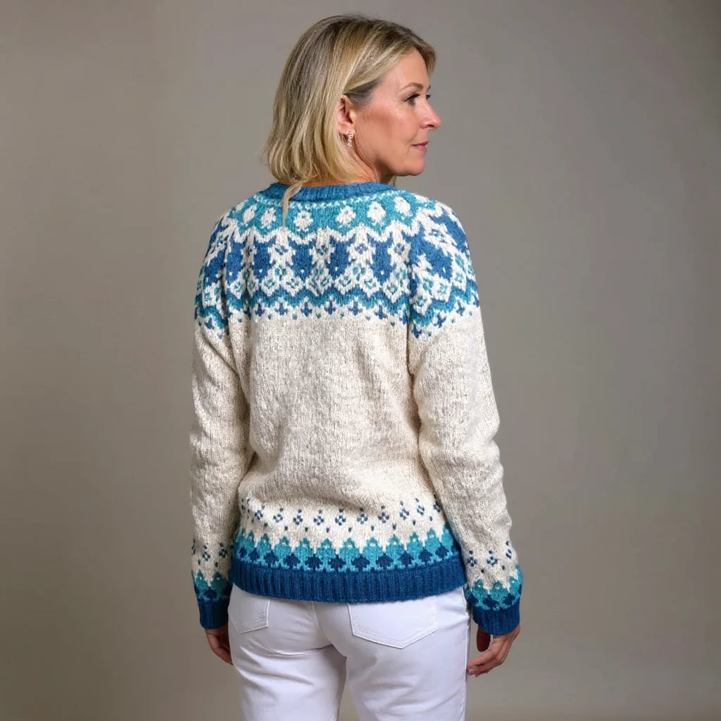 Women's Cropped Fair Isle Knit Cardigan with Button Front 2
