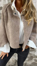 Women's Cropped Wool-Blend Jacket with Button Closure 0