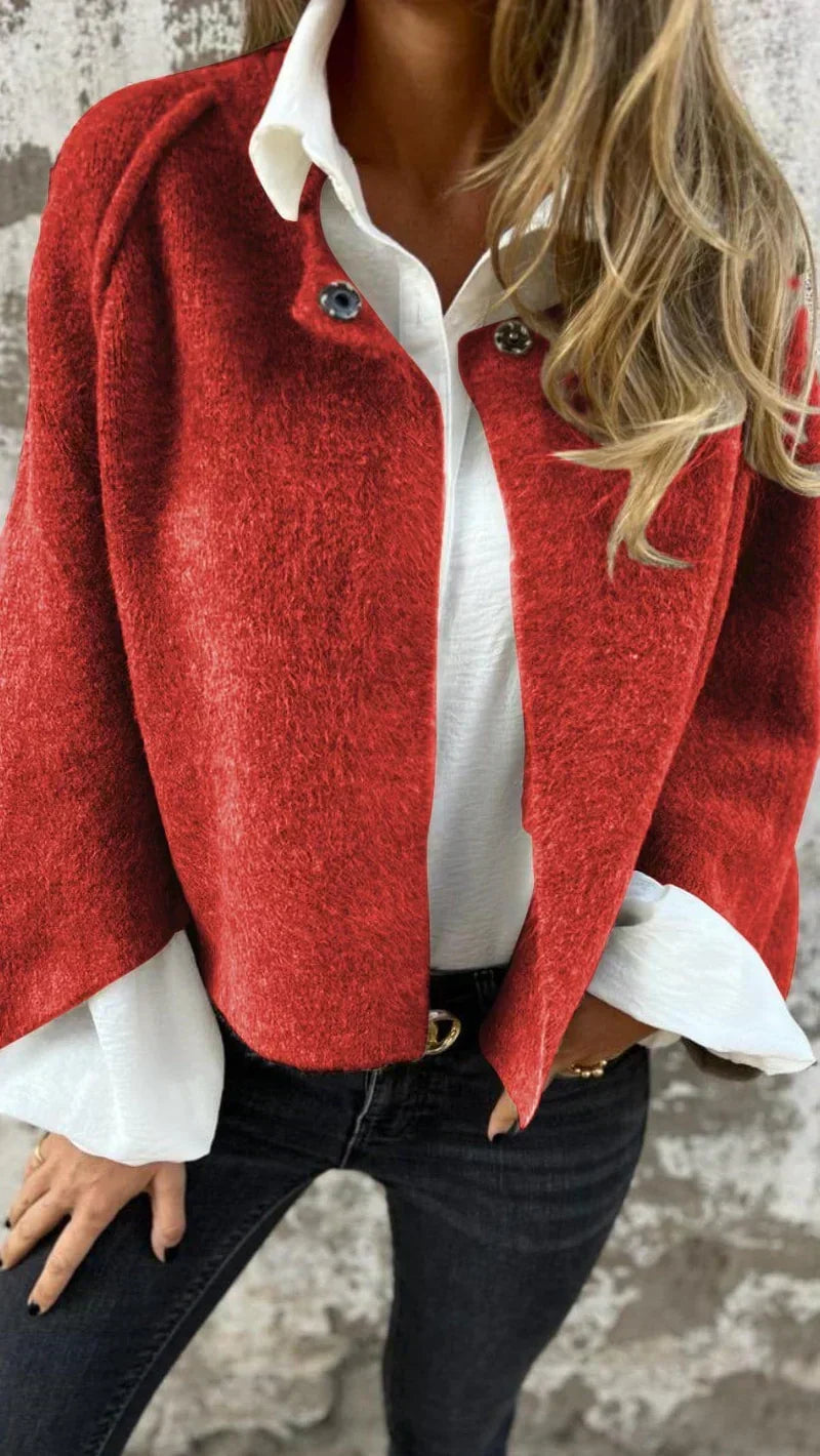 Women's Cropped Wool-Blend Jacket with Button Closure 1