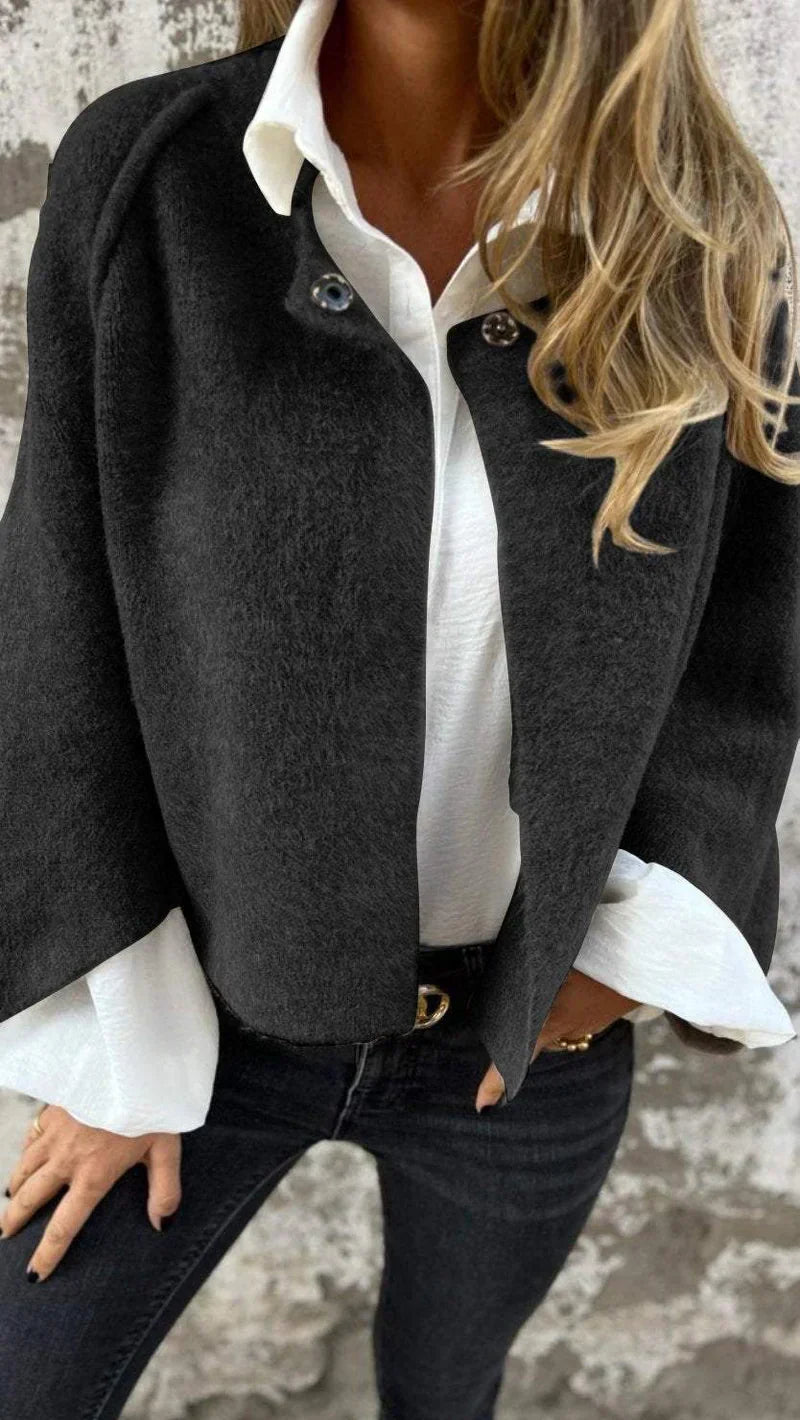 Women's Cropped Wool-Blend Jacket with Button Closure 2