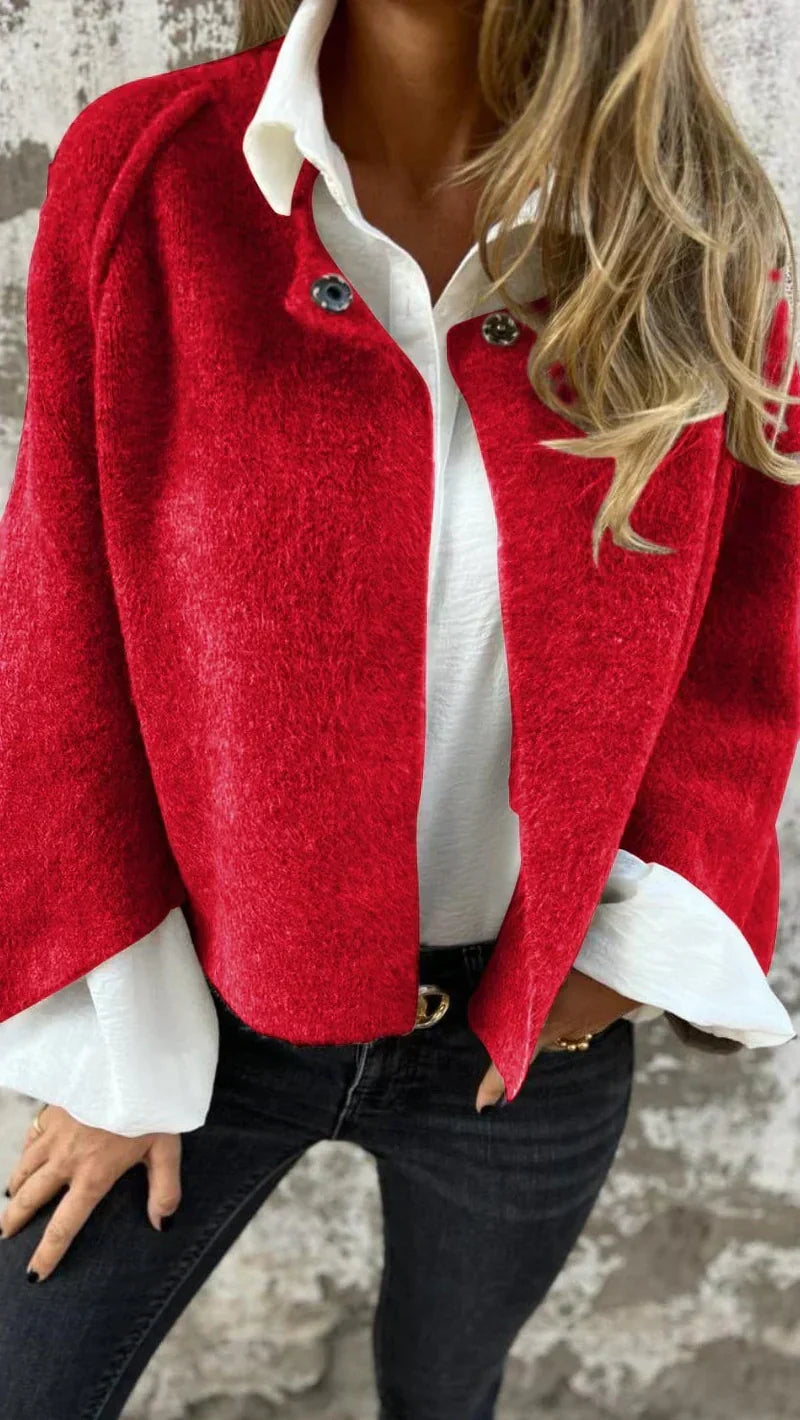 Women's Cropped Wool-Blend Jacket with Button Closure 3