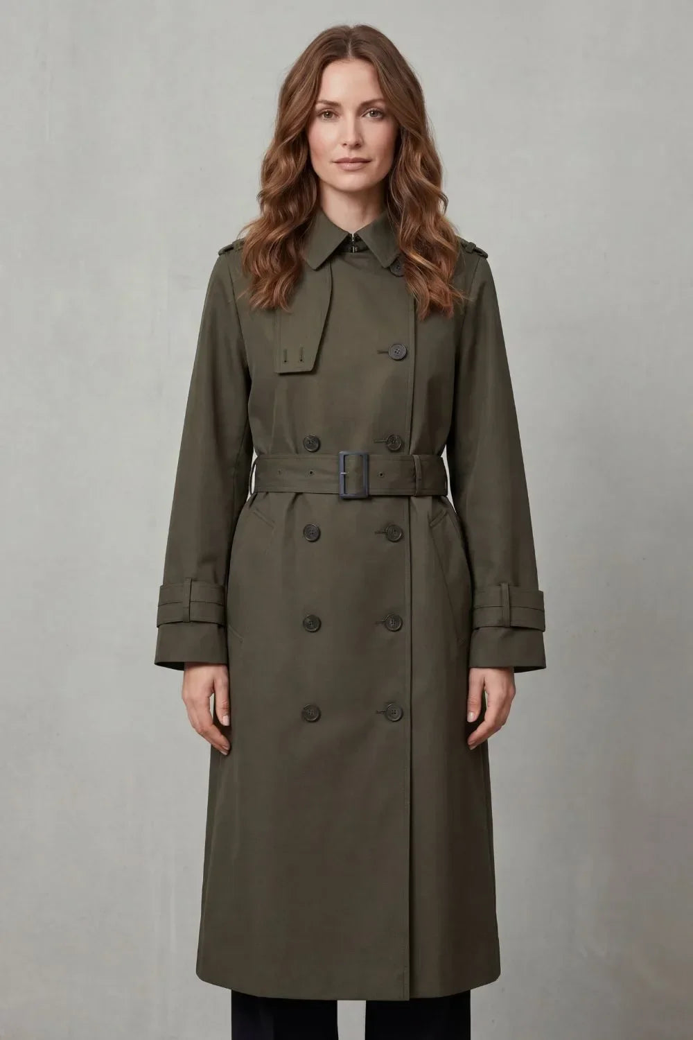 Women's Double-Breasted Trench Coat with Adjustable Belt 5