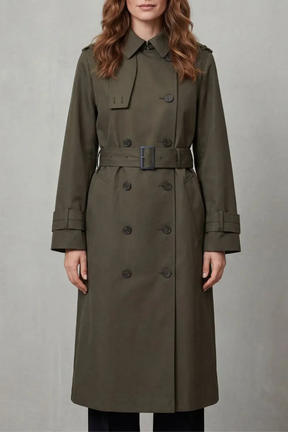 Women's Double-Breasted Trench Coat with Adjustable Belt 6