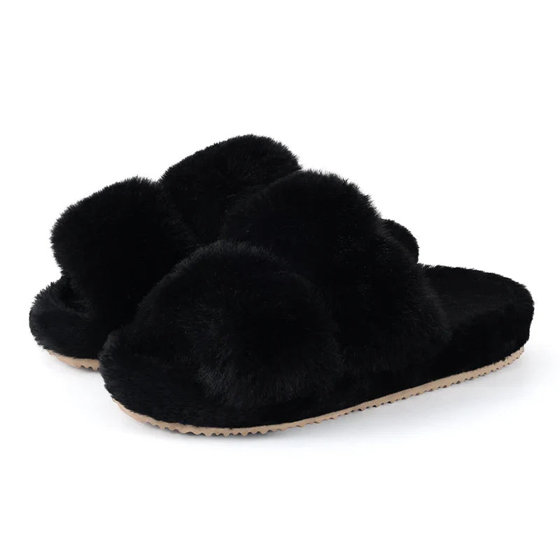 Women's Faux Fur Slide Slippers with Non-Slip Sole for Indoor Comfort 2