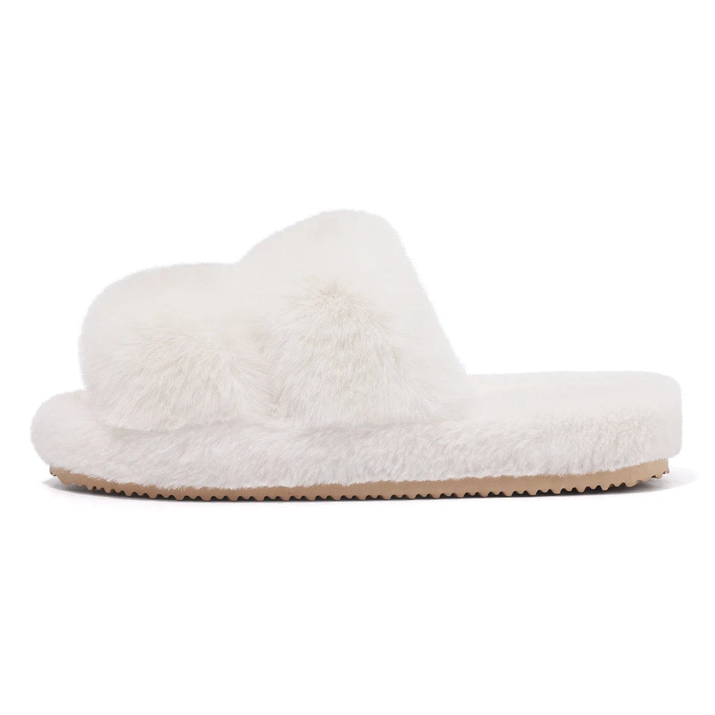 Women's Faux Fur Slide Slippers with Non-Slip Sole for Indoor Comfort 8