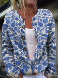 Women's Floral Button-Front Cardigan with Relaxed Fit 0