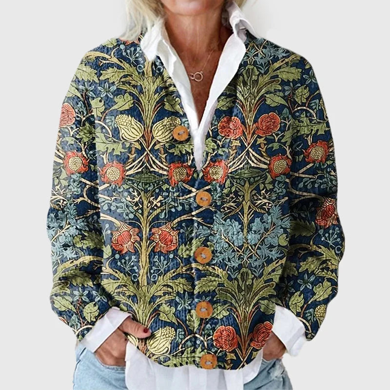 Women's Floral Button-Front V-Neck Knit Cardigan 1